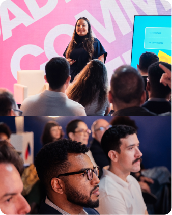 Palestra na conferência Nós Criamos Comunidades com plateia atenta